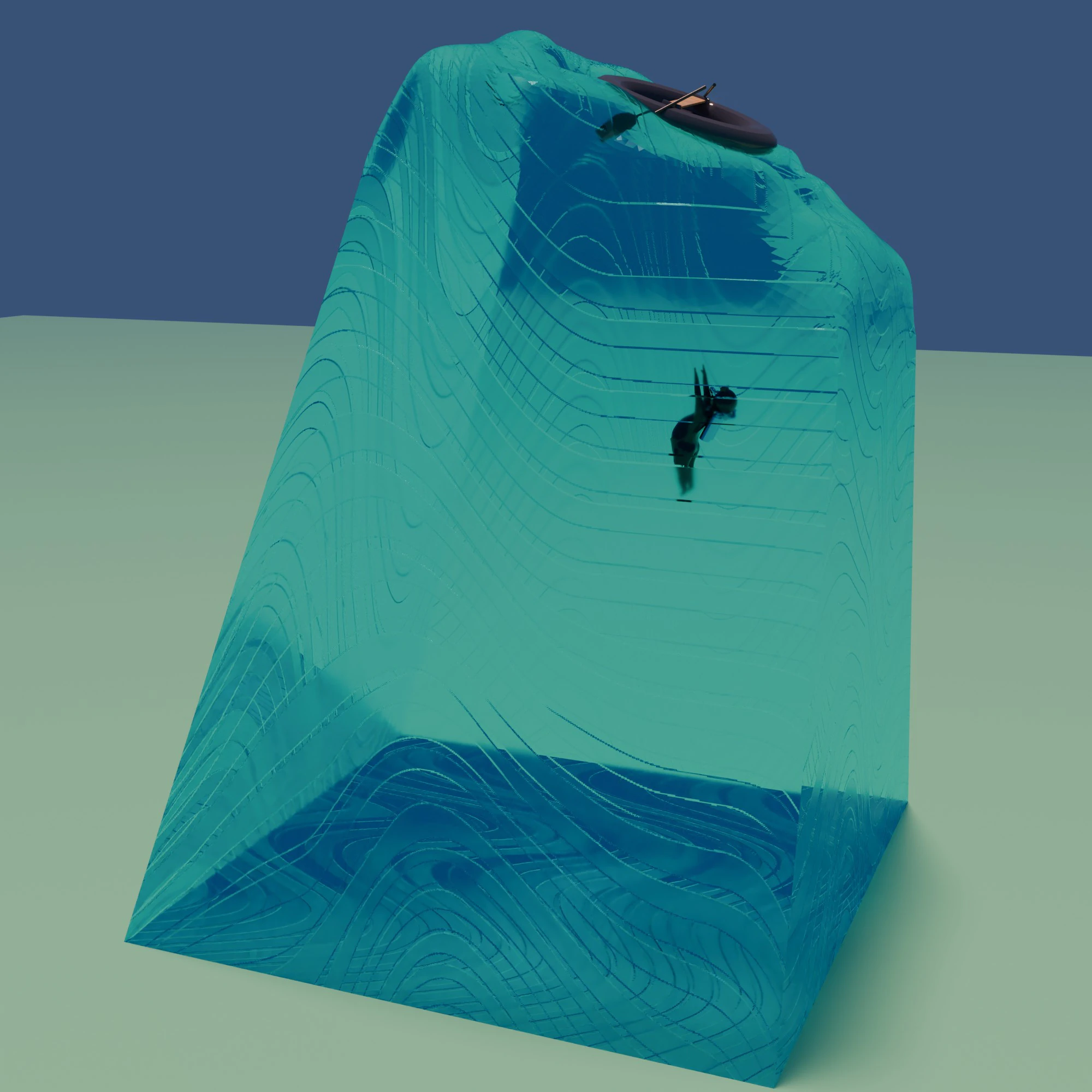 A piece of sea with a diver and an inflatable boat 3D Model .c4d .max .obj .3ds .fbx .stl .blend 