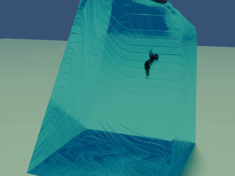 다이버와 풍선 보트가 있는 바다 조각 3D 모델