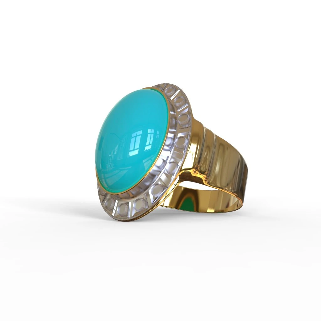 gold ring with turquoise stone 3D Model .c4d .max .obj .3ds .fbx .stl .blend 