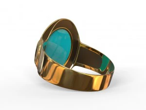 gold ring with turquoise stone 3D Model