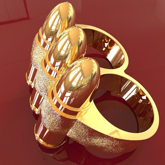 two fingers 9mm bullet belt ring 3D 프린트 모델 .c4d .max .obj .3ds .fbx .stl .blend 