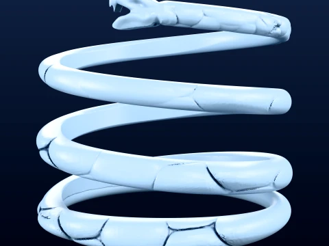 Coiled Snake Ring 3D Print Model for Lost Wax Casting STL OBJ 3D Print Model