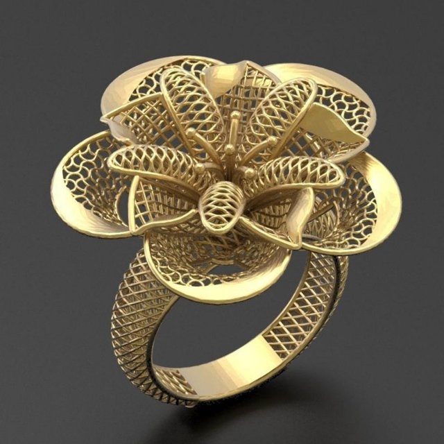 flower ring 2 3D Print Model .c4d .max .obj .3ds .fbx .stl .blend 