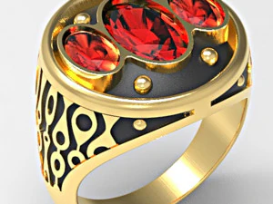 Pierścionek z 3 owalnymi klejnotami Model do druku 3D