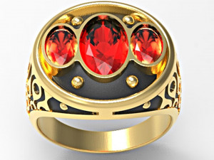 3 oval gems ring 3D प्रिंट मॉडल