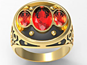 3 つの楕円形の宝石のリング 3Dプリントモデル