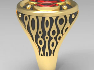 3 つの楕円形の宝石のリング 3Dプリントモデル