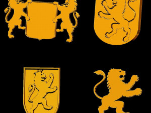 heraldry pack lions for jewelry 3D 模型