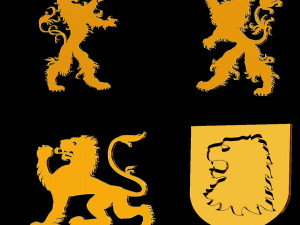 heraldry pack lions for jewelry 3D-Modell