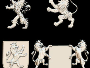 heraldry pack for jewlery lions 2 3D Print Model
