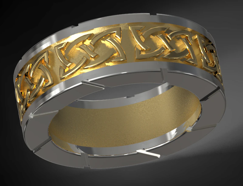 two metals celtic ring 3D Print Model .c4d .max .obj .3ds .fbx .stl .blend 