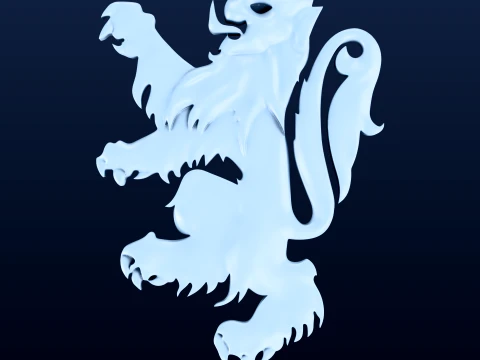 Lion Heraldry Element - Lost Wax Casting STL OBJ 3D Print Model
