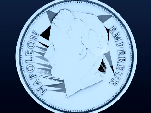 Napoleone 40 franchi moneta facsimile anello modello di stampa 3D per fusione a cera persa STL OBJ Modello di stampa 3D