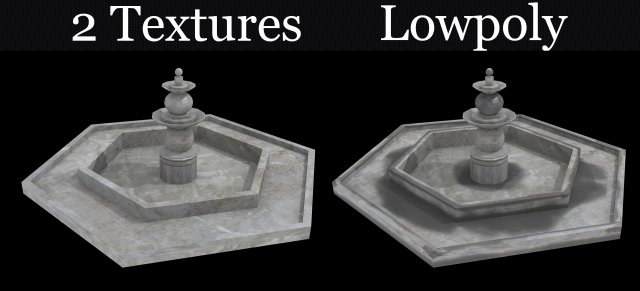 fountain lowpoly 3D Model .c4d .max .obj .3ds .fbx .stl .blend 