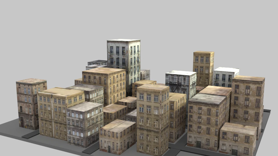 cityscape lowpoly vr - ar ready 3D Model .c4d .max .obj .3ds .fbx .stl .blend 