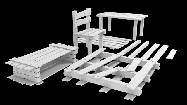 3D model Wood stick mini pack VR / AR / low-poly