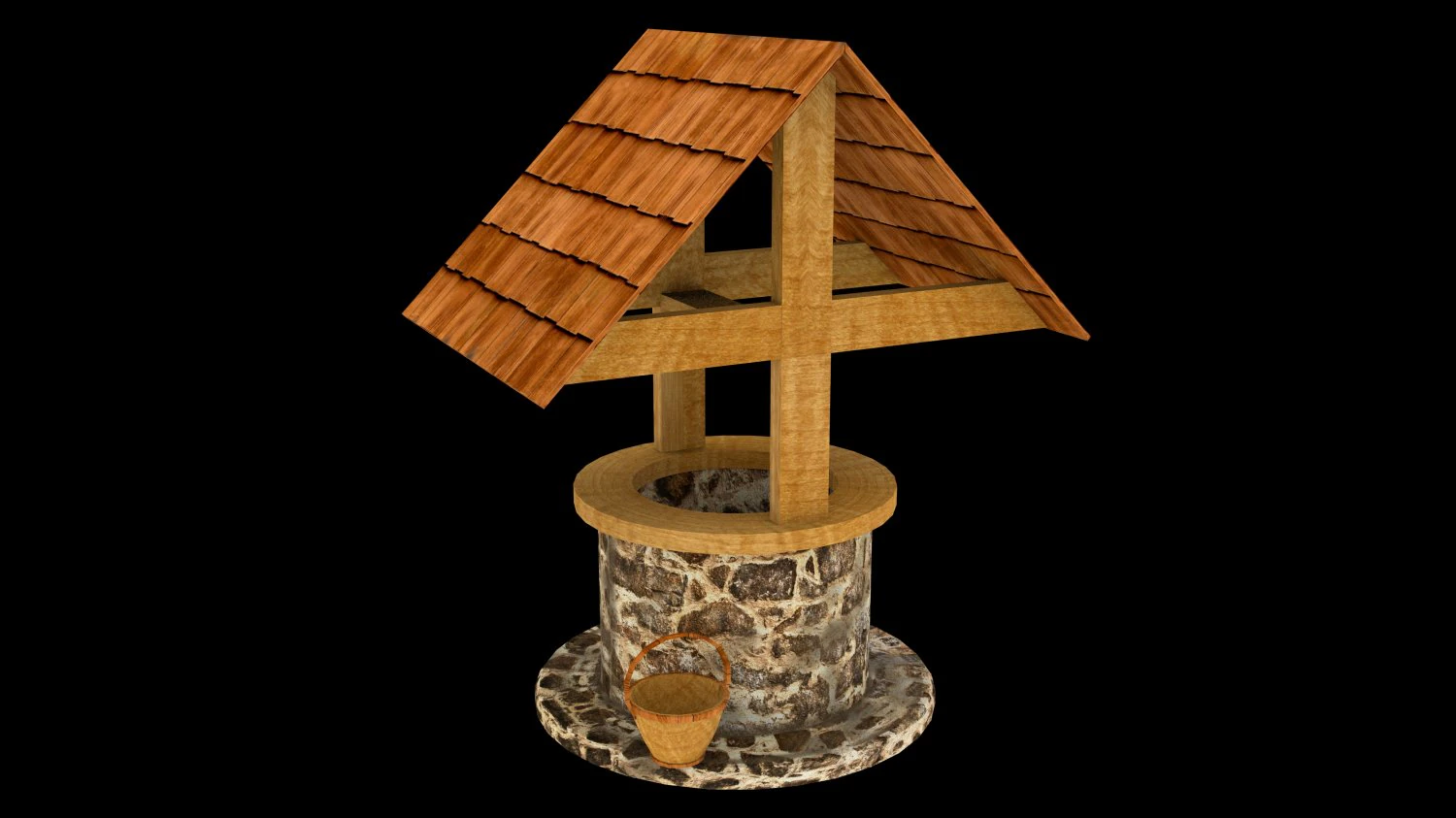 medieval well lowpoly vr - ar - low-poly 3D Model .c4d .max .obj .3ds .fbx .stl .blend