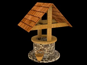 po&ccedil;o medieval lowpoly vr - ar - low-poly Modelo 3D