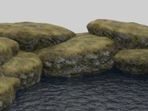 川の岩 3Dモデル