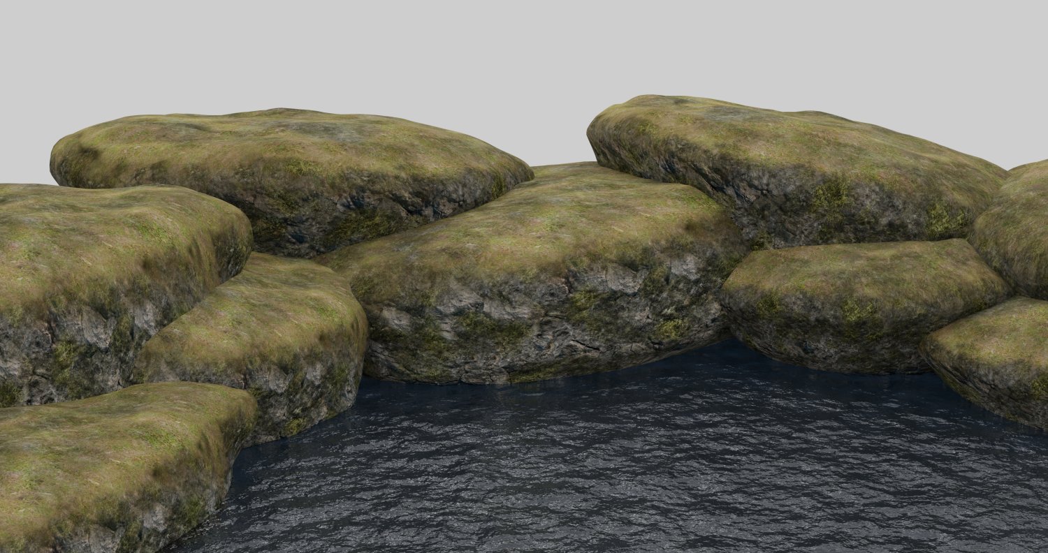 River Rock 3d Model In Environment 3dexport