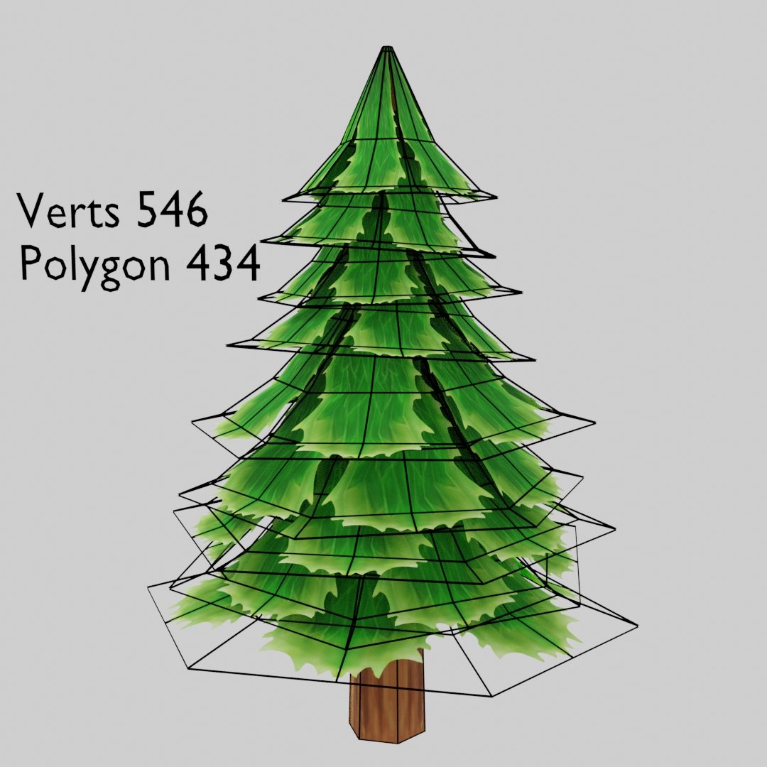 Stylized Pine Tree 3d Model In Tree 3dexport