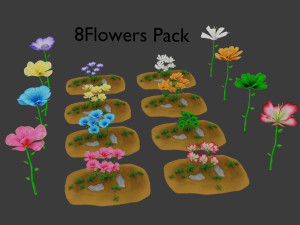stylized flowers pack vr - ar - low-poly 3Dモデル