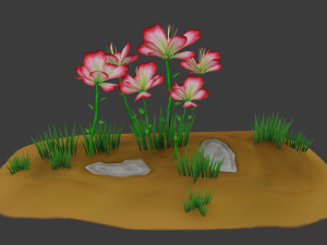 stylized flowers pack vr - ar - low-poly Modèle 3D