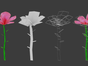 stylized flowers pack vr - ar - low-poly 3D Model