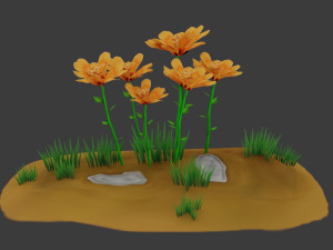 stylized flowers pack vr - ar - low-poly Modèle 3D
