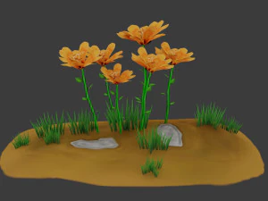stylized flowers pack vr - ar - low-poly 3D Model