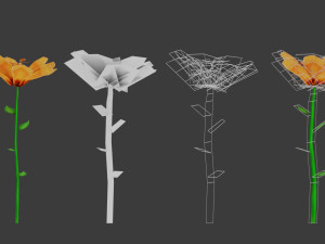 stylized flowers pack vr - ar - low-poly Modèle 3D