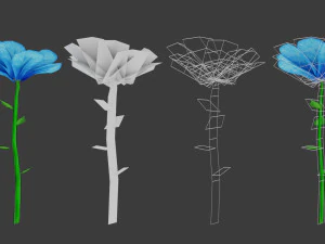 stylized flowers pack vr - ar - low-poly 3D Model