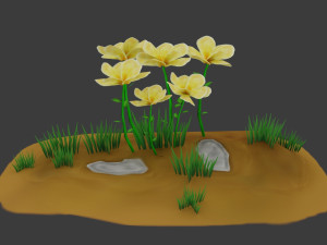 stylized flowers pack vr - ar - low-poly Modèle 3D