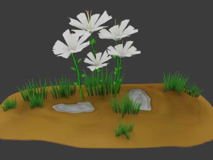 stylized flowers pack vr - ar - low-poly 3D Model