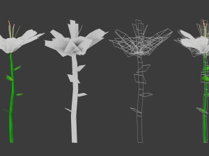 stylized flowers pack vr - ar - low-poly Modèle 3D