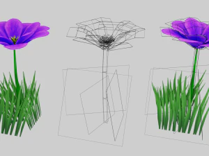 stilize mor &ccedil;i&ccedil;ek vr - ar - d&uuml;ş&uuml;k poli 3D Model