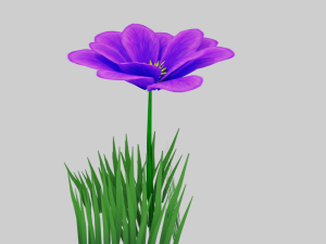 stylized purple flower vr - ar - low-poly Modelo 3D