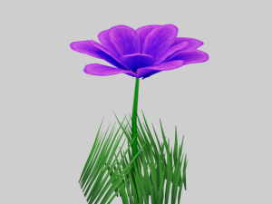 stylized purple flower vr - ar - low-poly Modelo 3D