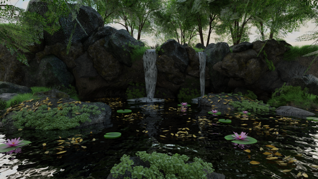 waterfall scene Modèle 3D .c4d .max .obj .3ds .fbx .stl .blend 