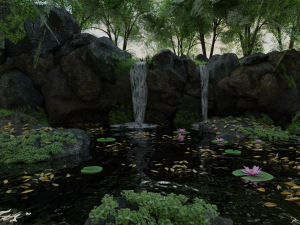 waterfall scene 3D मॉडल