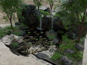 waterfall scene Modèle 3D