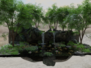 waterfall scene Modèle 3D