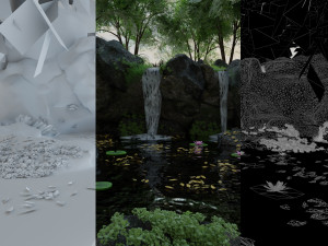 waterfall scene Modèle 3D
