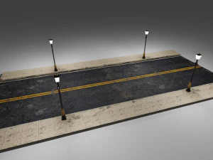 street with lampost 3D Model