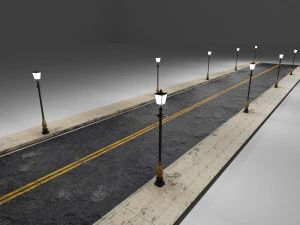 street with lampost 3D Model