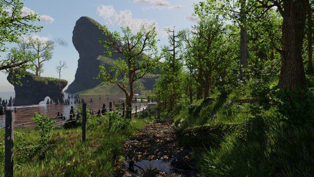 path near ocean scene 3D 모델 .c4d .max .obj .3ds .fbx .stl .blend 