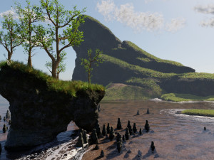 path near ocean scene 3D 모델
