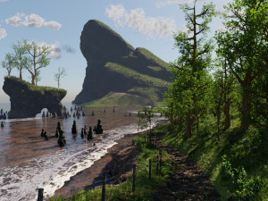 path near ocean scene 3D 모델