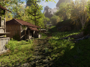 medieval pathway scene Model 3D
