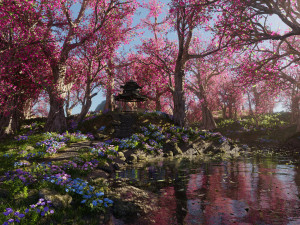 Japanese Gazebo Scene 3D Model